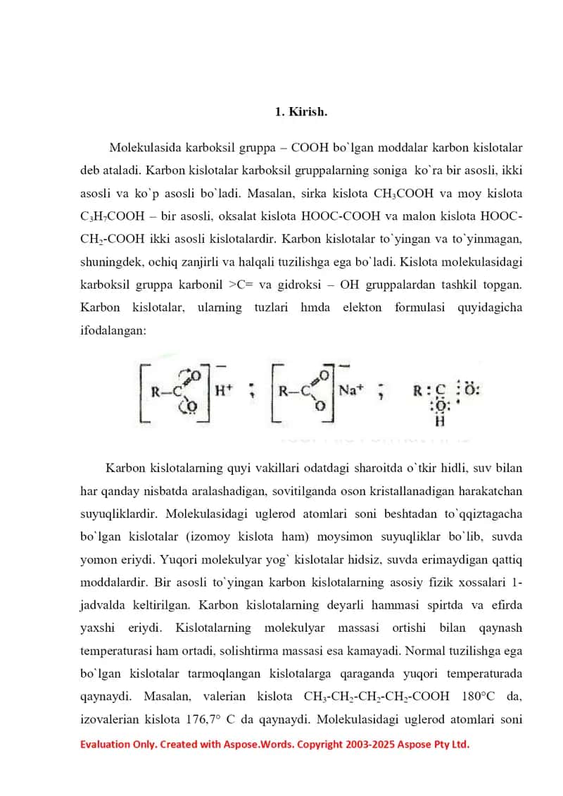 12. Bir asosli karbon  kislotalarning olinish usullari. To'yinmagan bir  asosli karbon kislotalar 2. Referat 19 bet 3