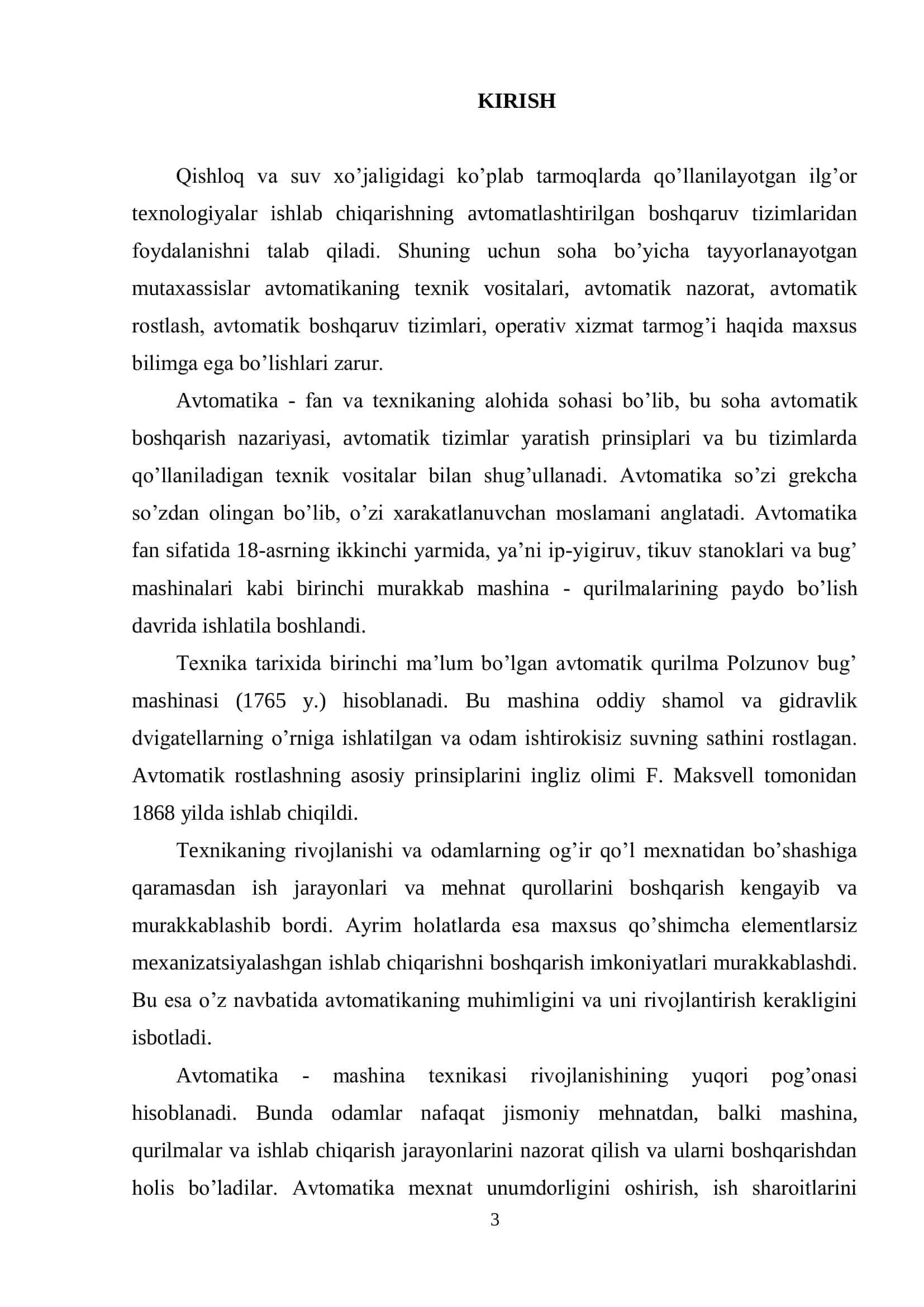 Texnologik jarayonlarni boshqarish tizimini loyihalash 3