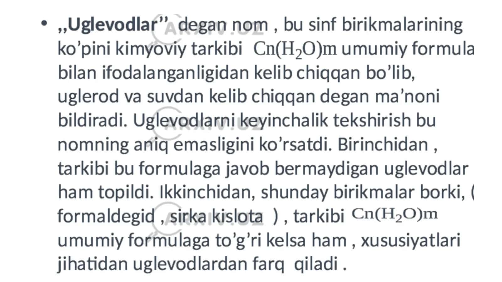 Karbonsuvlar. Monosaxaridlar tuzilishi va hossalari. Di, gomo- va geteropolisaxaridlar  tuzilishi va hossalari. 3