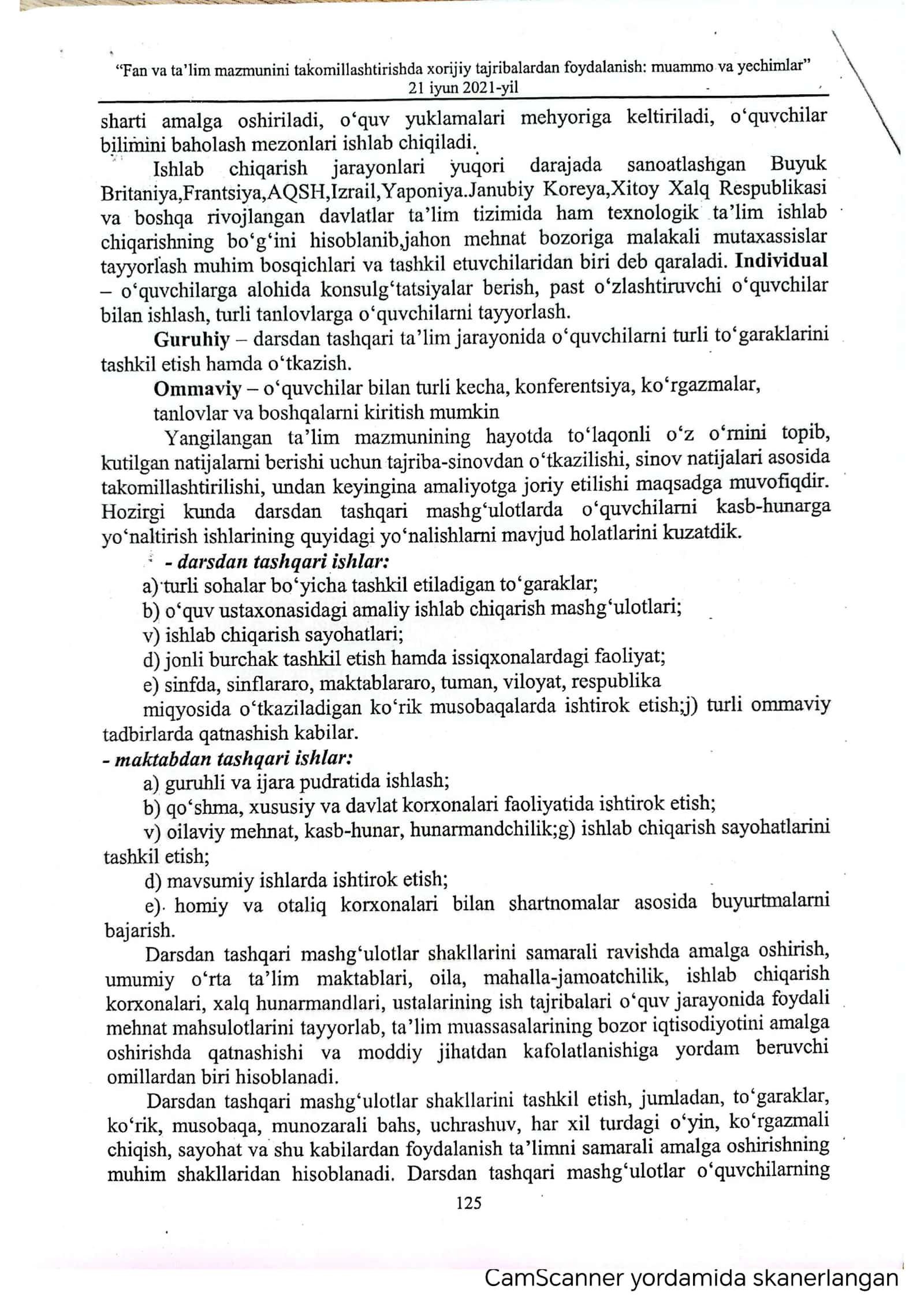 Texnologiya fani buyicha darsdan tashqari mashg'ulotlar jarayonda o'quvchilarni kasb-hunarga yunaltirishni takomillashtirish metodikasi 3