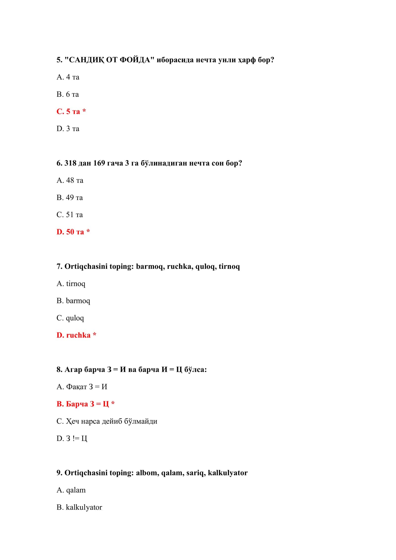 IMTIHON TESTLARI WORD 3