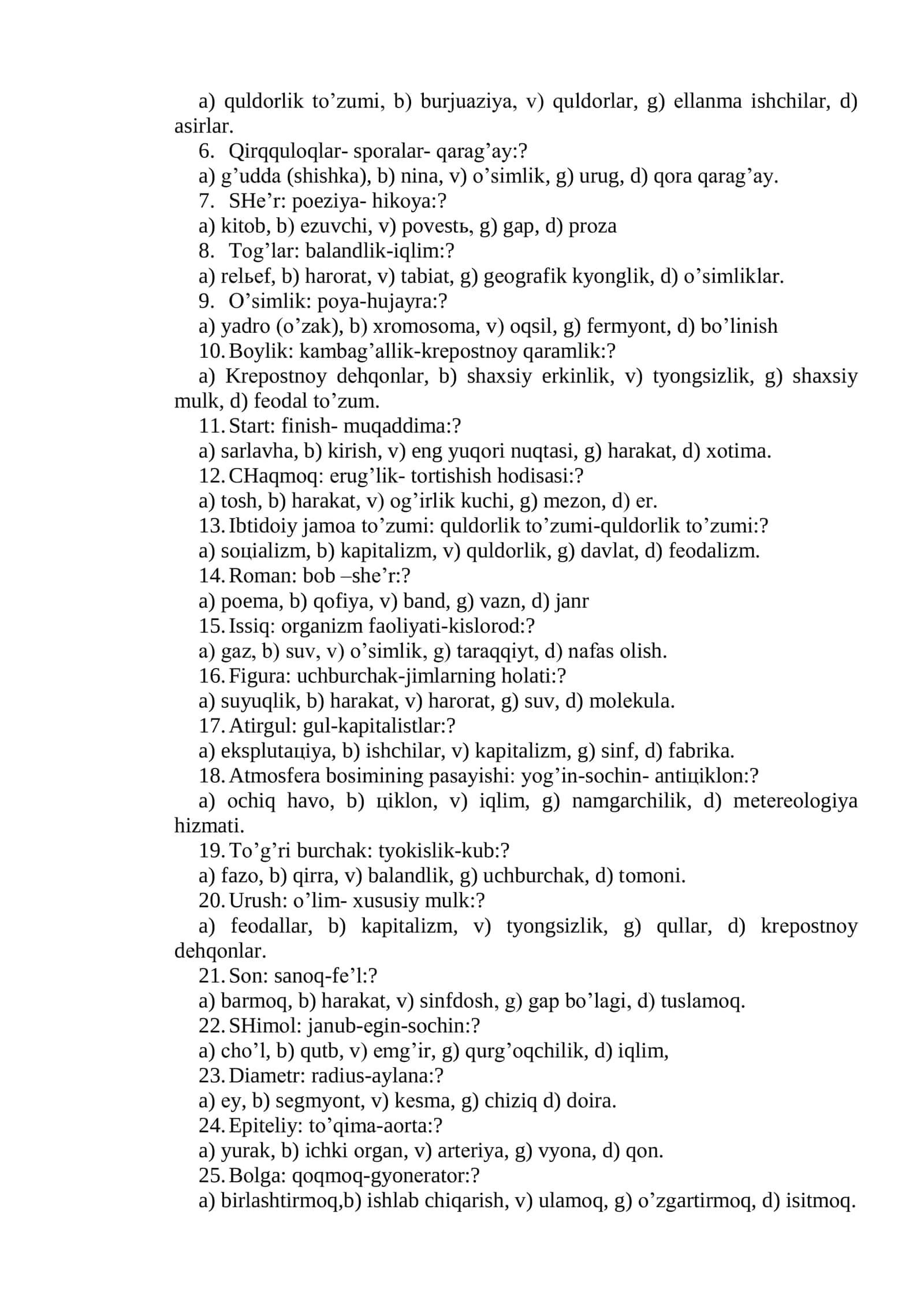 MX ga tayyorlanish uchun test 3