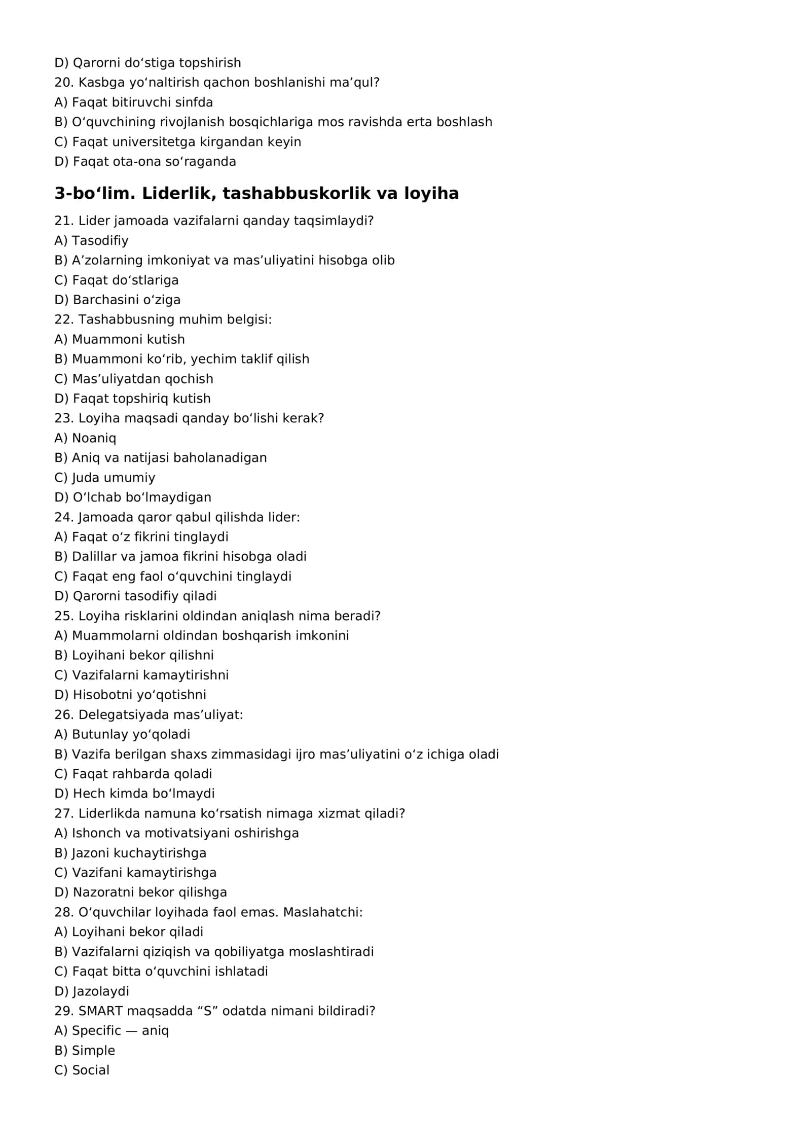 maktab maslahatchisi  100 ta yangi test 3
