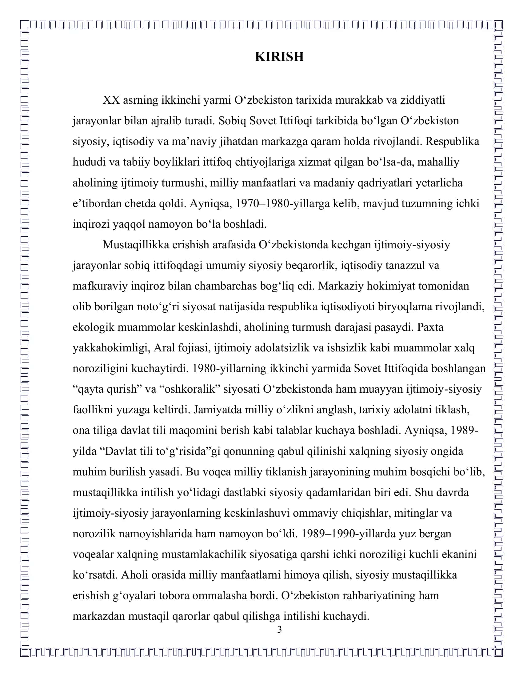 Mustaqillikka erishish arafasida O'zbekistondagi ijtimoiy-siyosiy jarayonlar 3