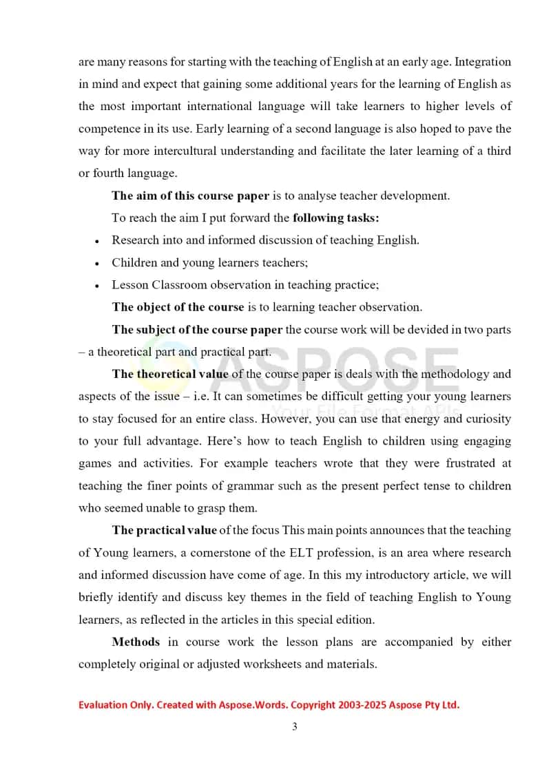 CHILDREN AND YOUNG LEARNERS TEACHERS 3