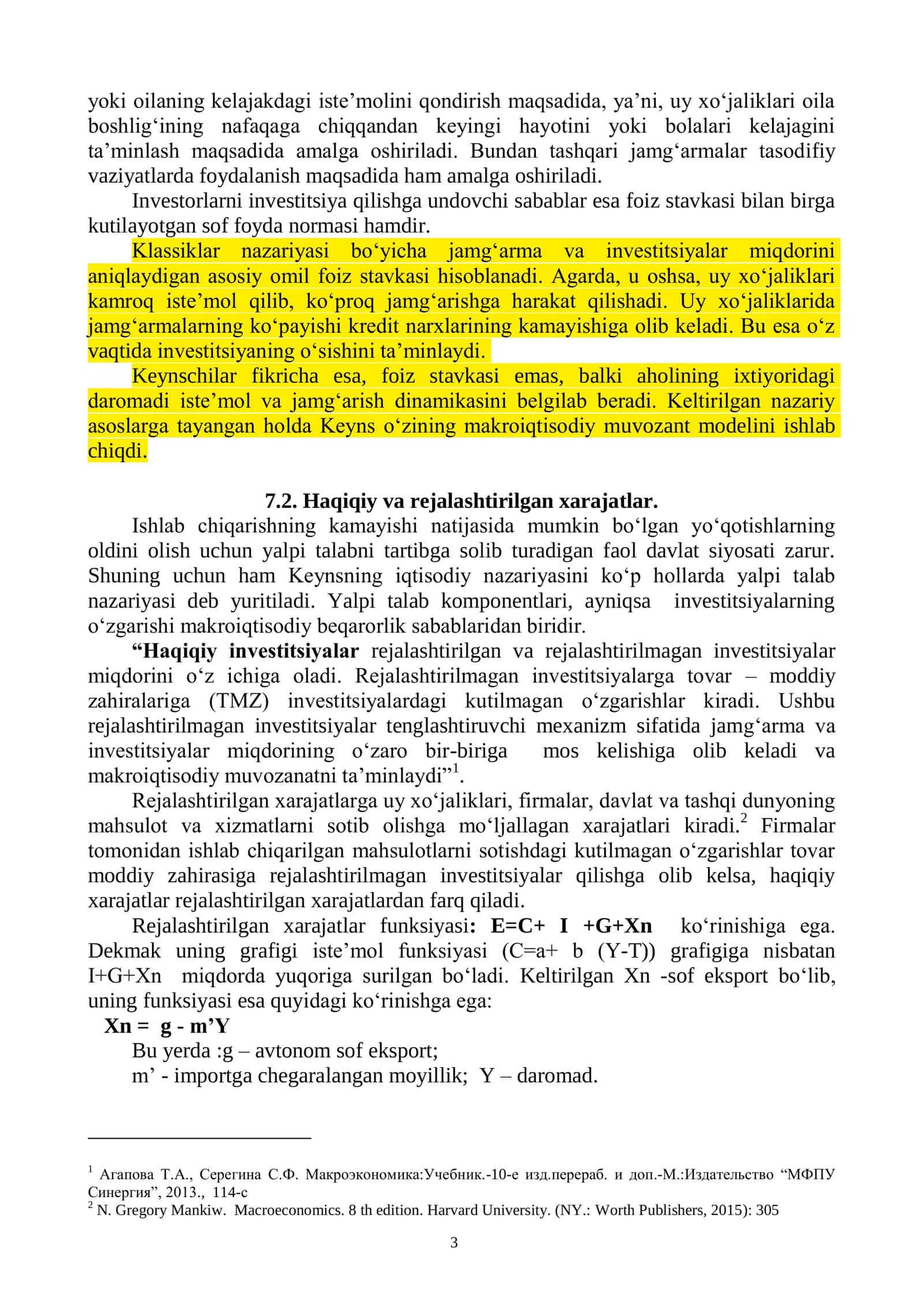 KEYNSNING TOVARLAR VA XIZMATLAR BOZORIDA MAKROIKTISODIY MUVOZANAT MODELI 3