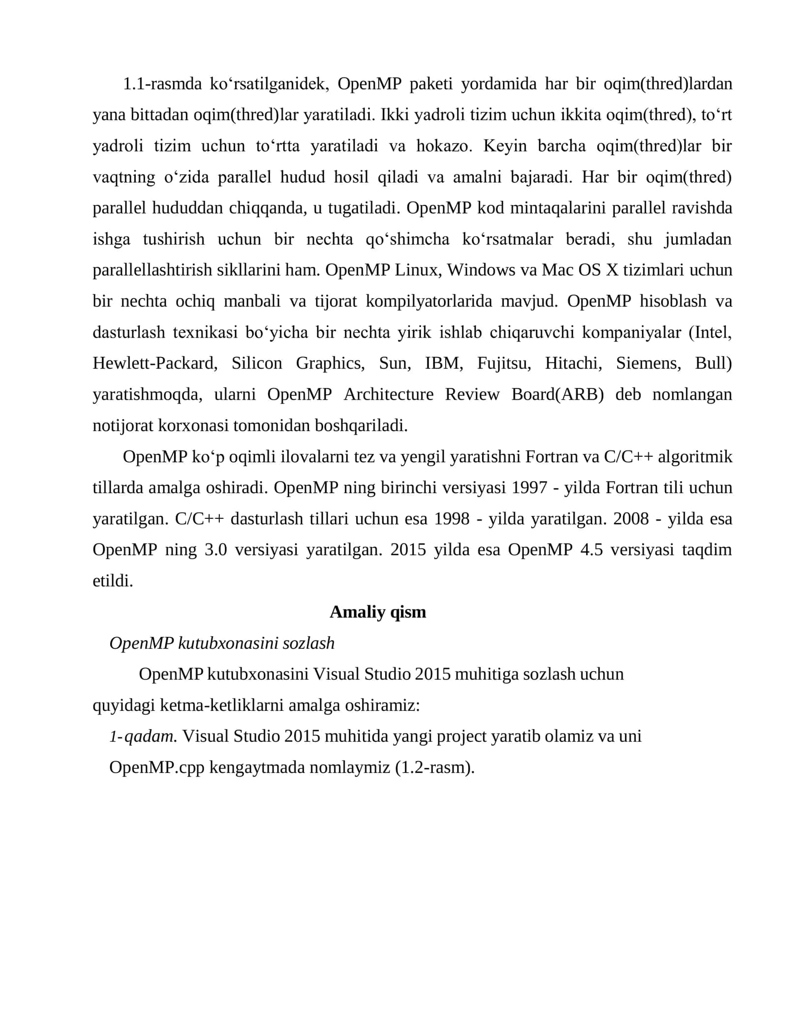 OpenMP paket tarkibini va ishlashini o‘rganish. 3