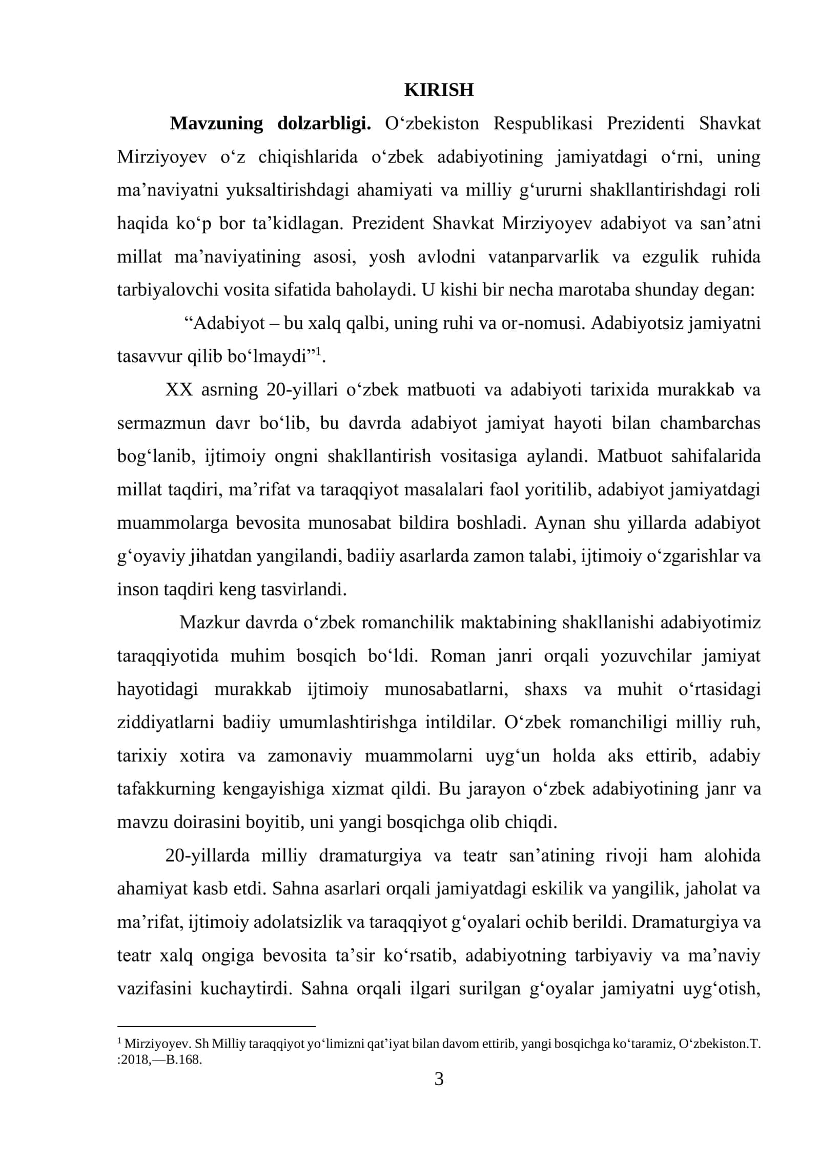 20-YILLAR MATBUOTI VA ADABIYOTI. O‘ZBEK ROMANCHILIK MAKTABI. MILLIY DRAMATURGIYASI. TEATR VA ADABIY TANQIDCHILIK. 3
