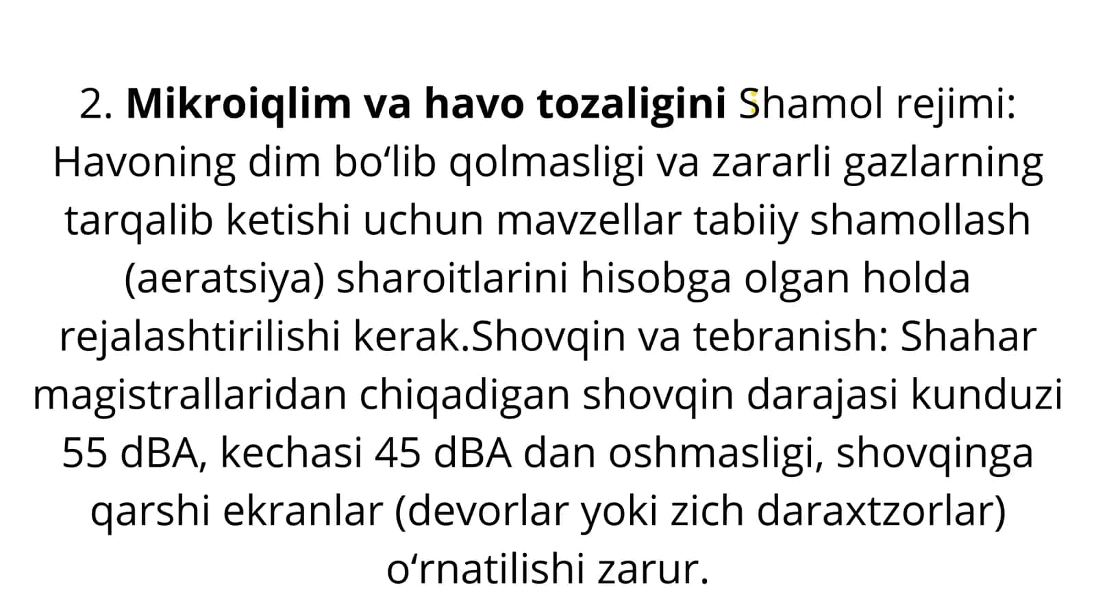 Zamonaviy turar-joylar va shaharlardagi yashash mavzelariga bo‘lgan gigiyenik talablar 3