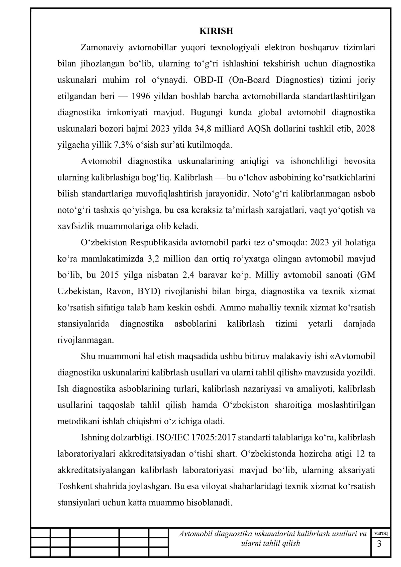 Аvtоmоbil diаgnоstikа uskunаlаrini kаlibrlаsh usullаrini tаhlil qilish 3