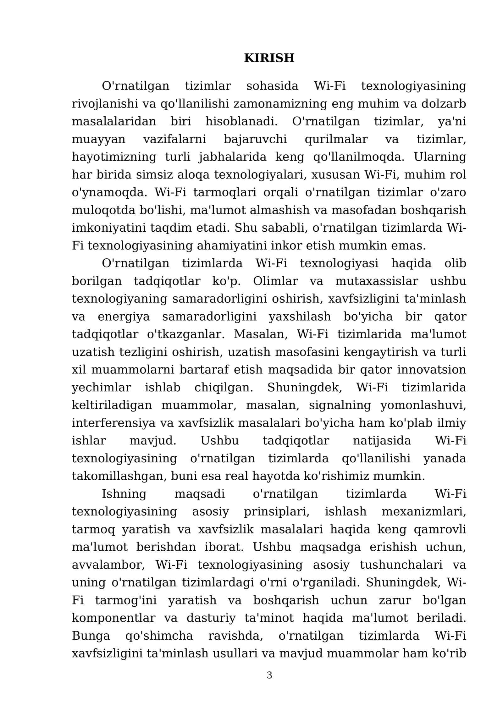 O'rnatilgan tizimlarda wi fi 3