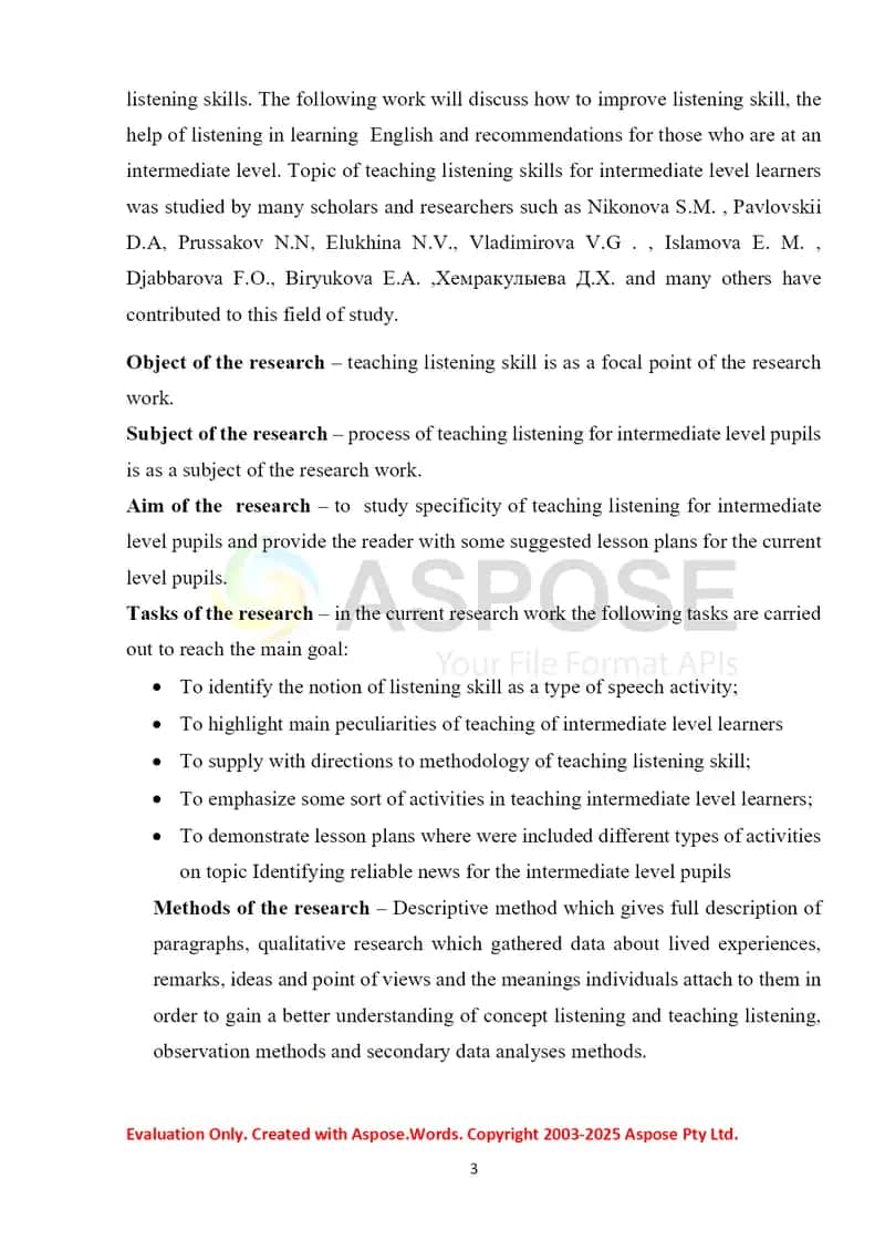 Teaching listening on the topic Identifying reliable news for the intermediate level pupils 3