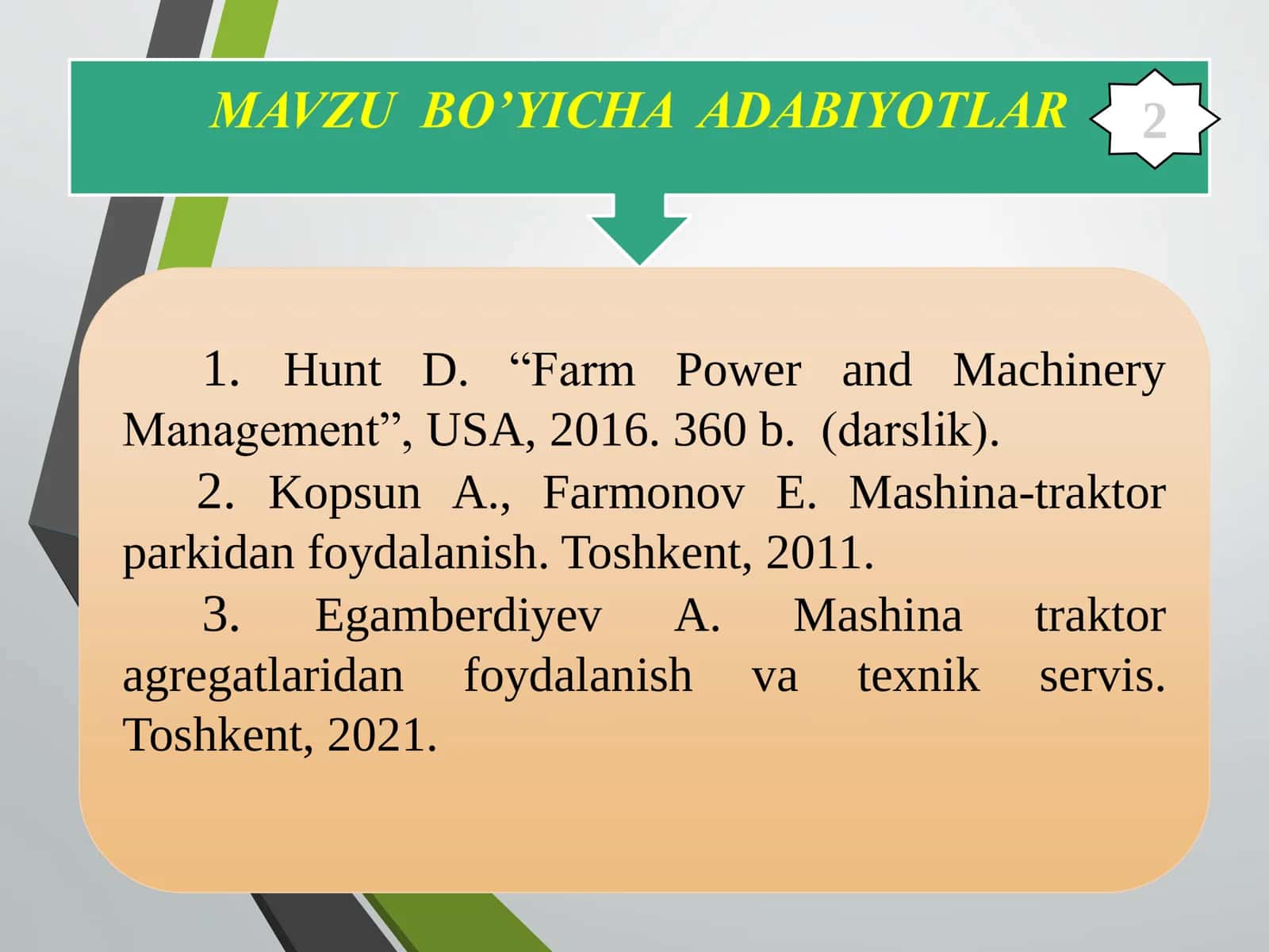 QISHLOQ XО‘JALIK TEXNIKALARIDAN FOYDALANISH VA TEXNIK SERVIS 3