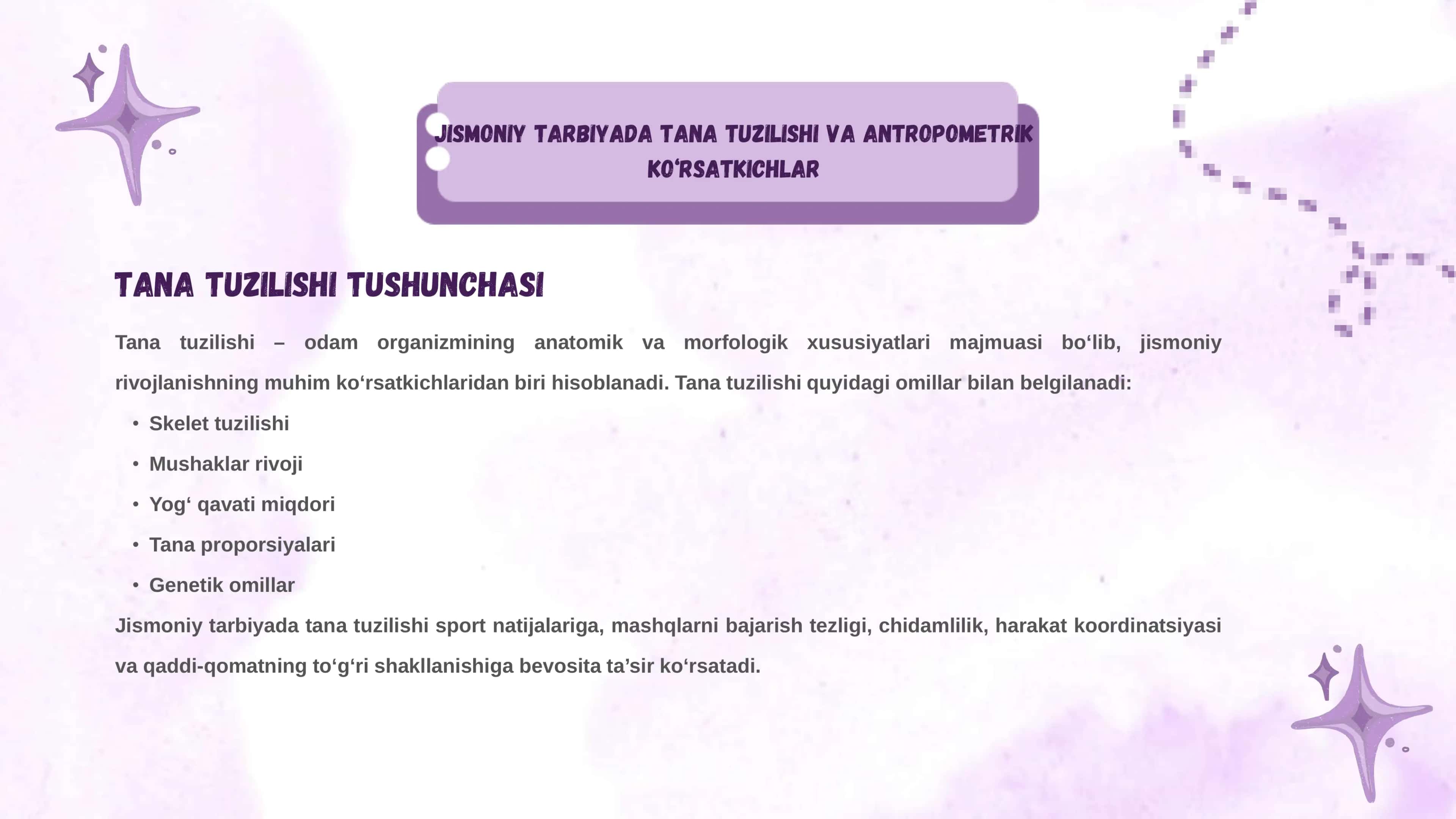 Jismoniy tarbiyada tana vazni 
va qaddi-qomatini 
shakllantirish tavsifi 3