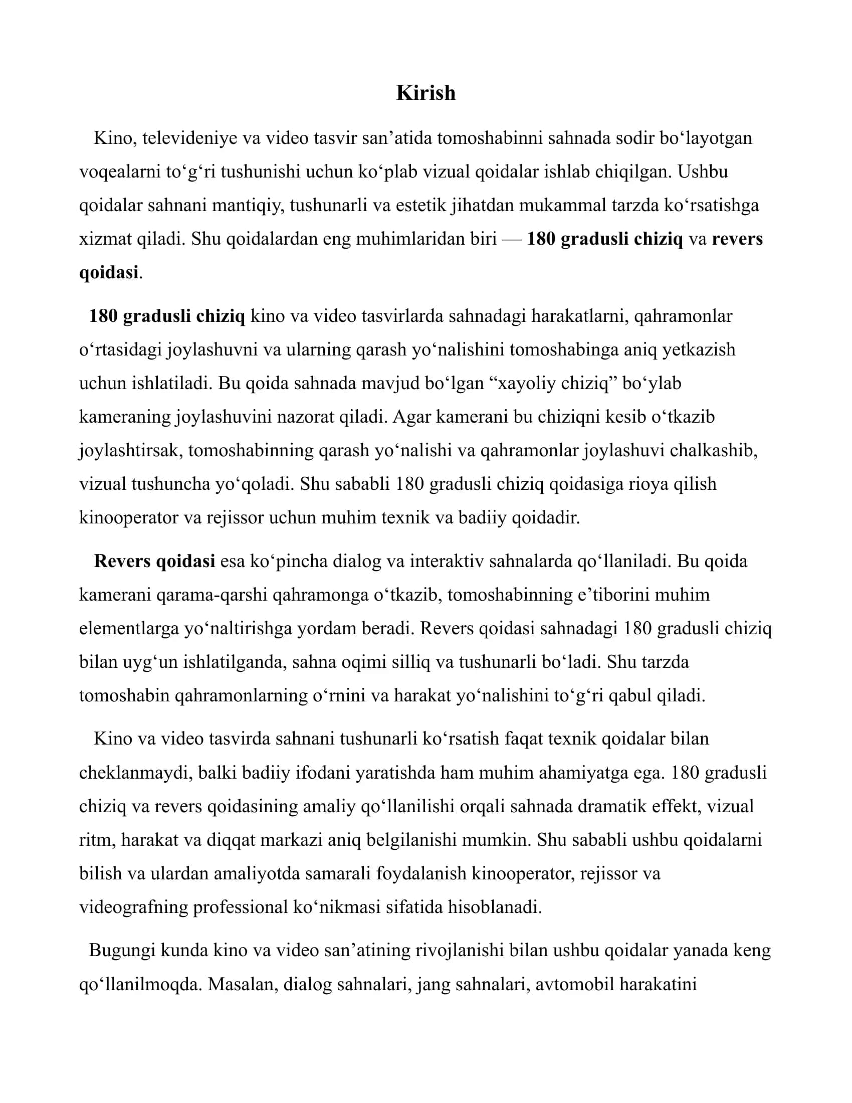 180 gradusli chiziq va revers qoidasi 3