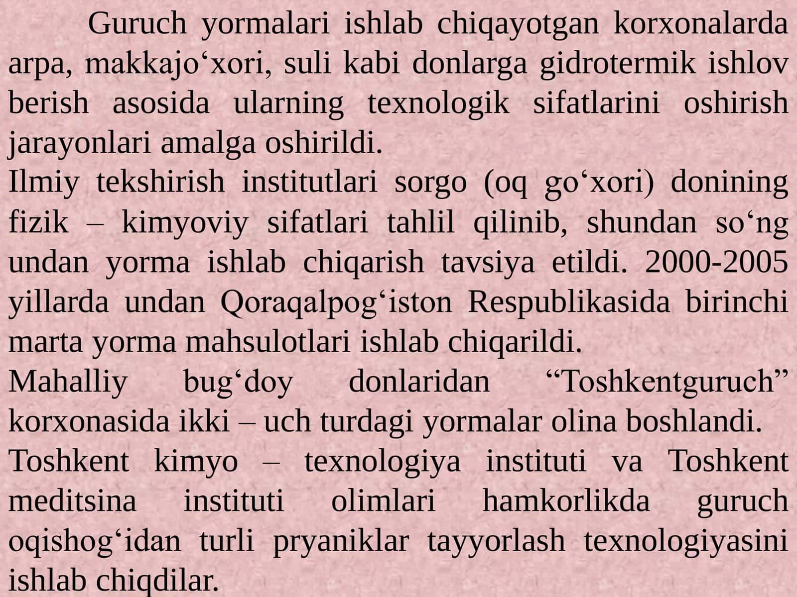 O’zbekiston Respublikasida yorma sanoati va uning ahamiyati 3