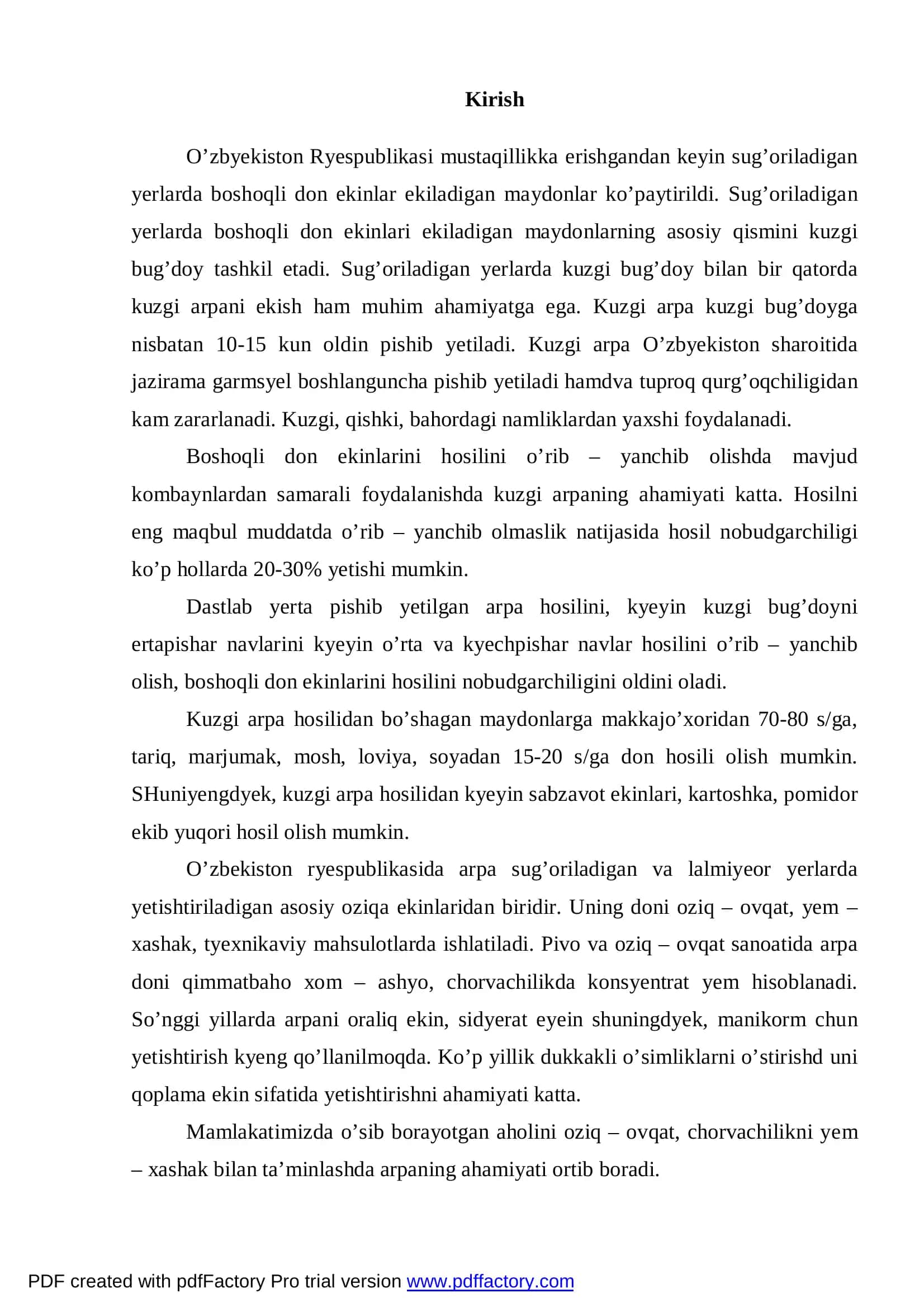 Sug’oriladigan yerlarda arpa hosildorligiga agrotexnik tadbirlarning ta’sirini o’rganish 3