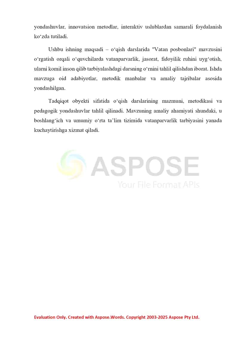 Vatan posbonlari mavzusini oʻrganish 3