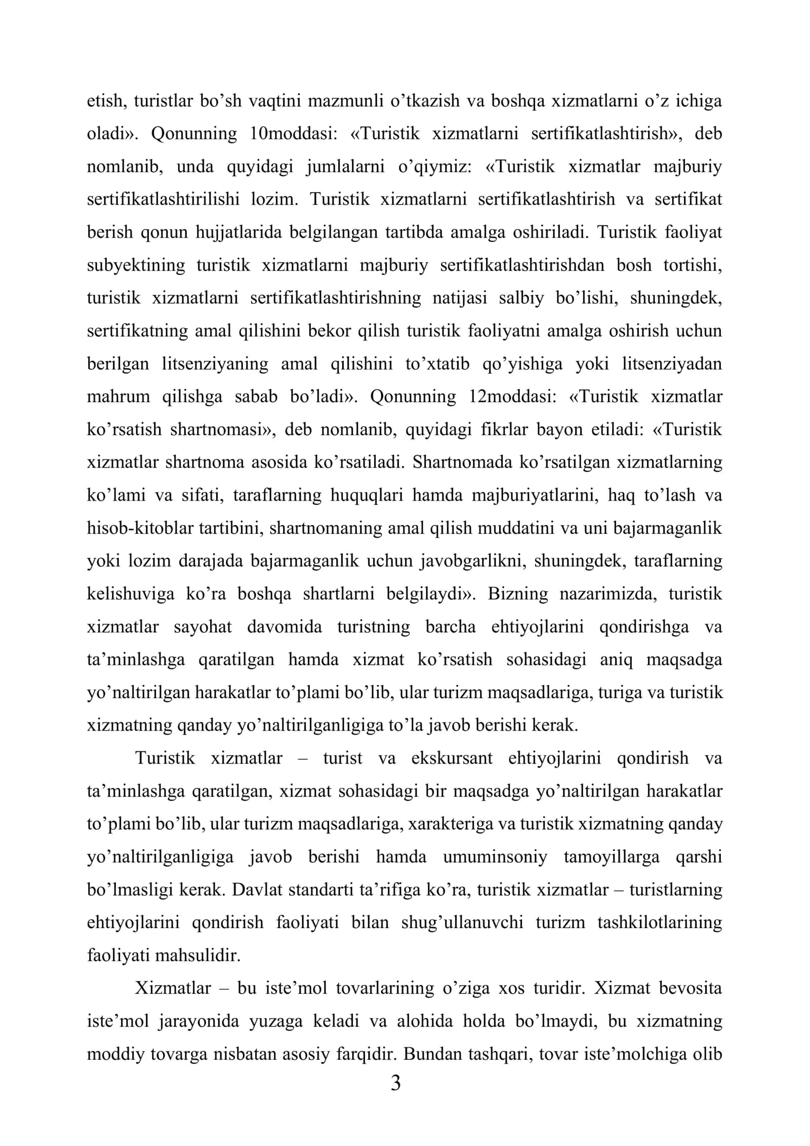 Turizm sohasidagi xizmatlar va mahsulotlar 3