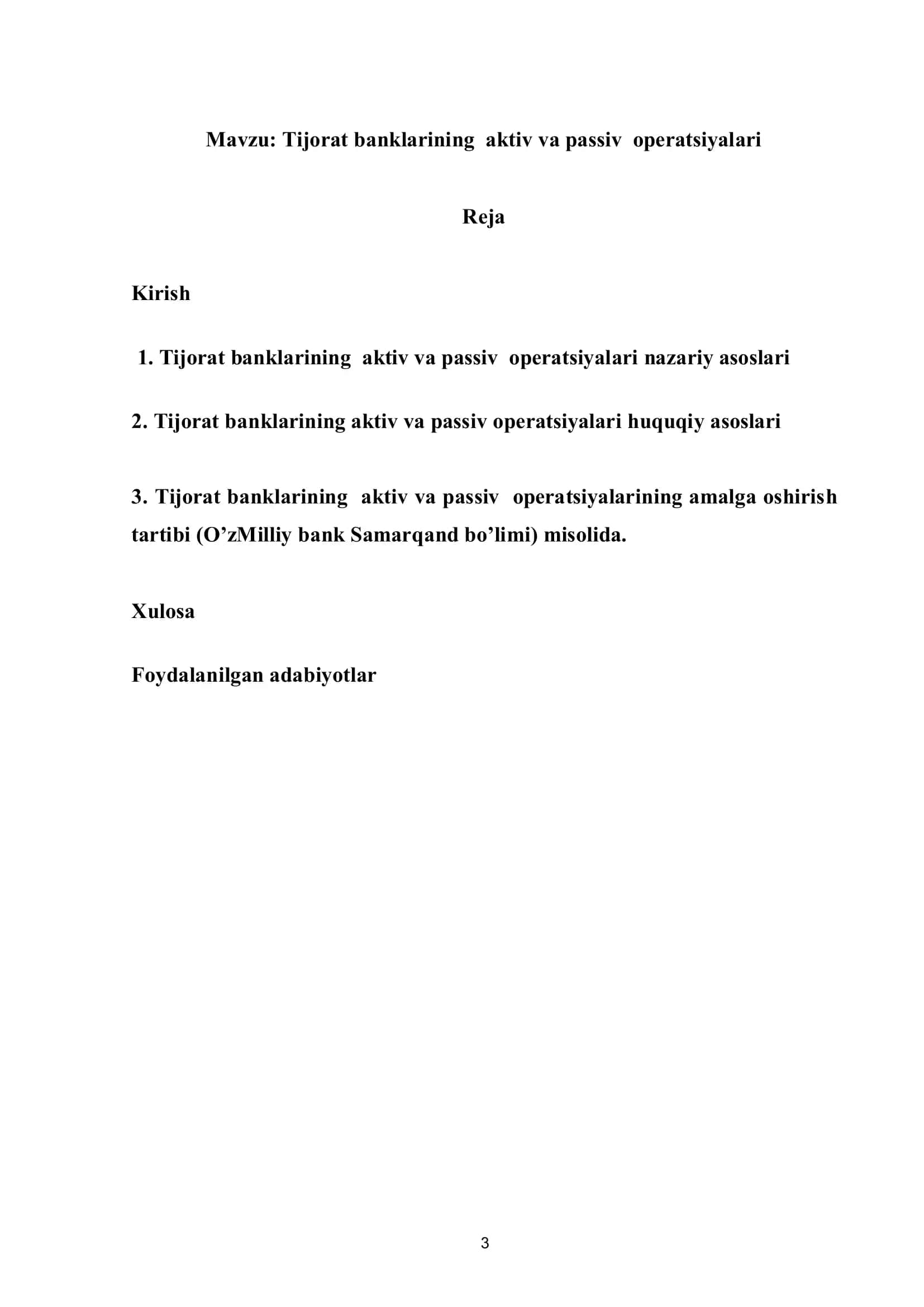 Tijorat banklarining aktiv va passiv operatsiyalari 3