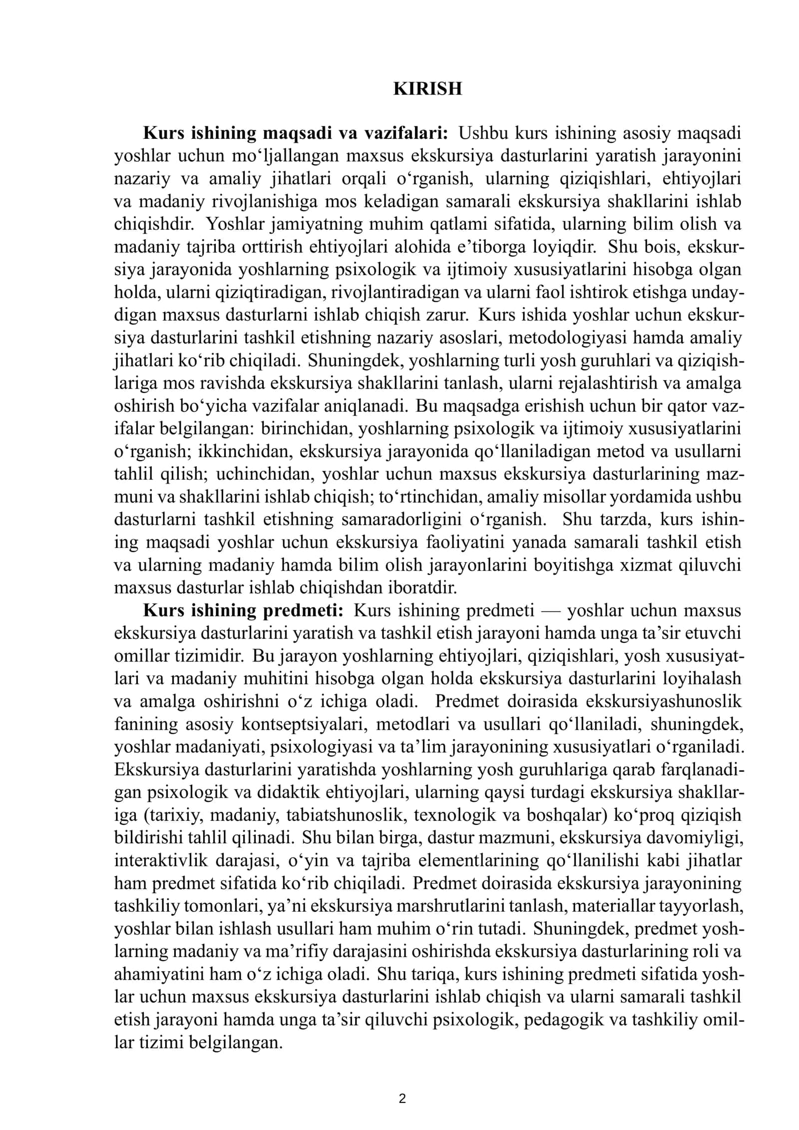 Ekskursiya ishini tashkil etish fani 3