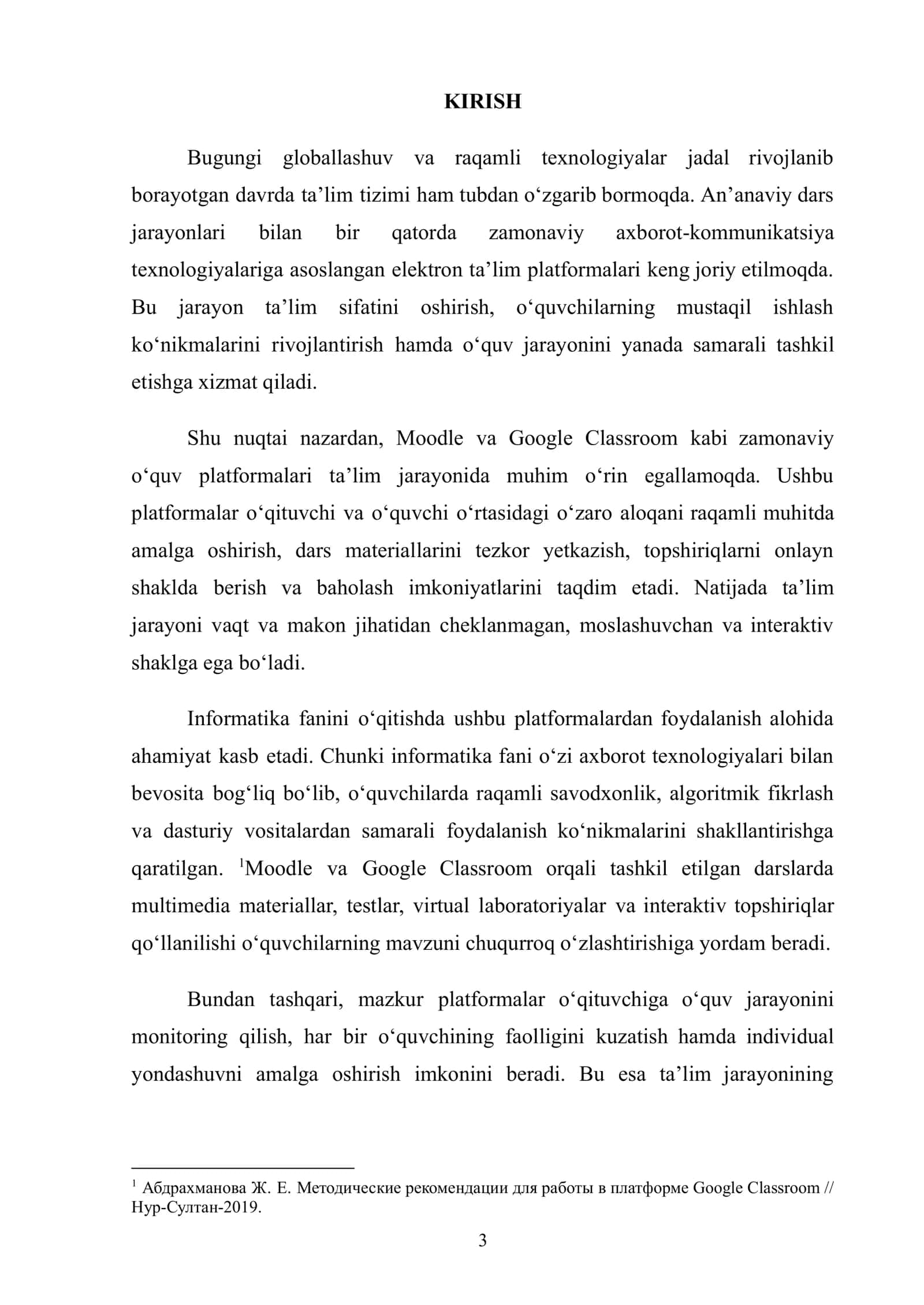 ZAMONAVIY O’QUV PLATFORMALARIDA (MOODLE, GOOGLE CLASSROOM) INFORMATIKA O’QITISH 3