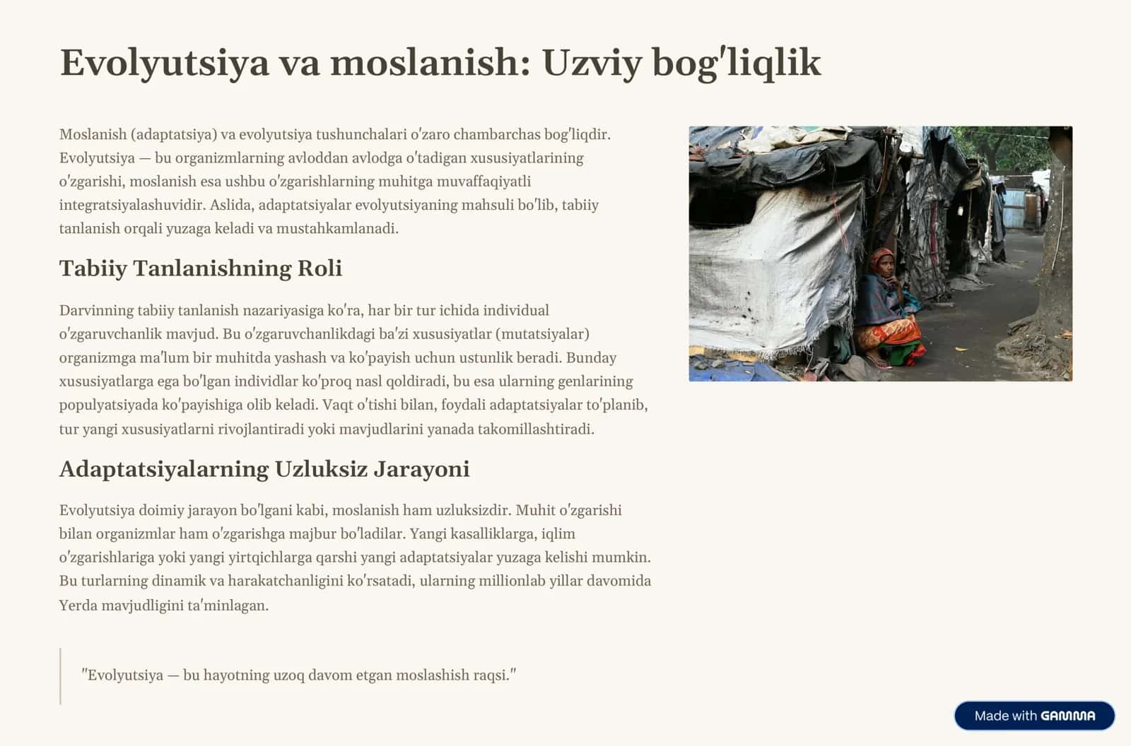 Tirik organizmlarning muhitga moslanishi: Umumiy tushunchalar 3