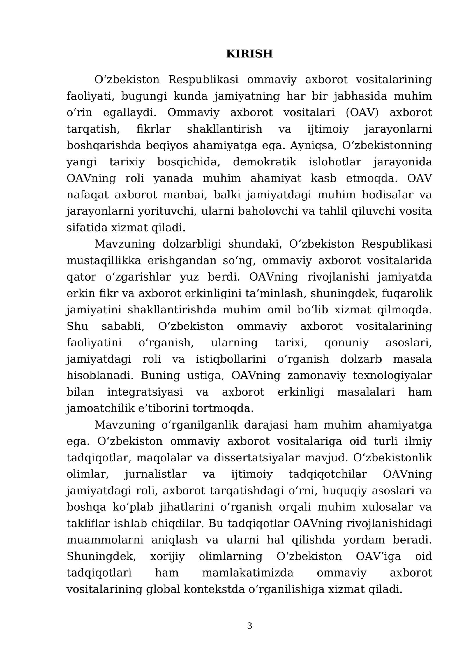 Oʻzbekiston respublikasi ommaviy axborot vositalarining faoliyati 3