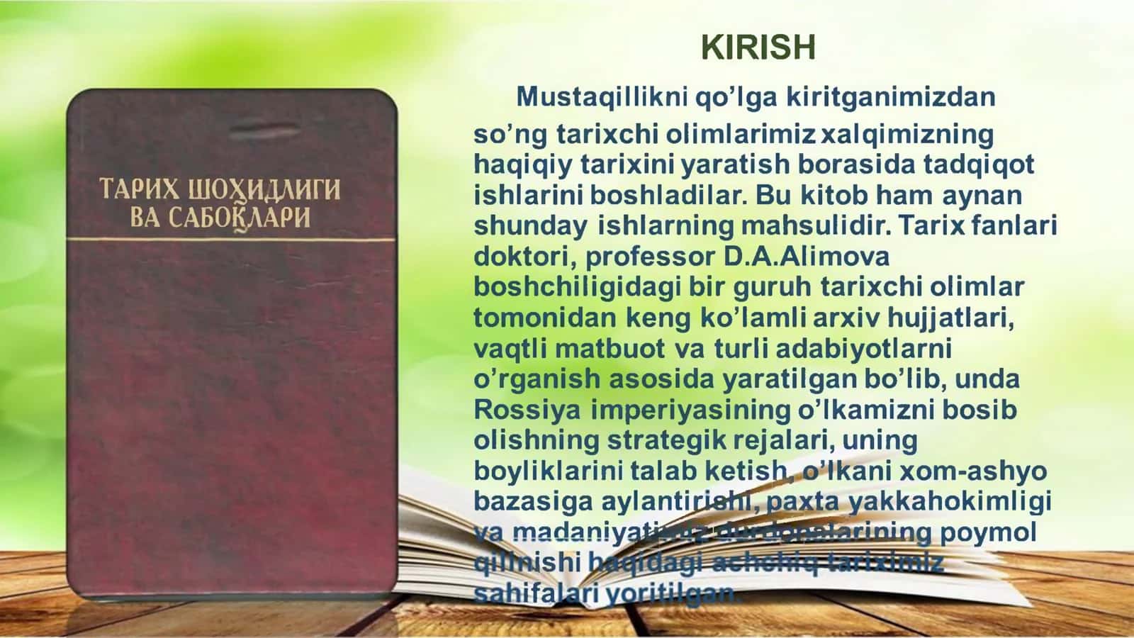 TARIX SHOHIDLIGI VA SABOQLARI 3