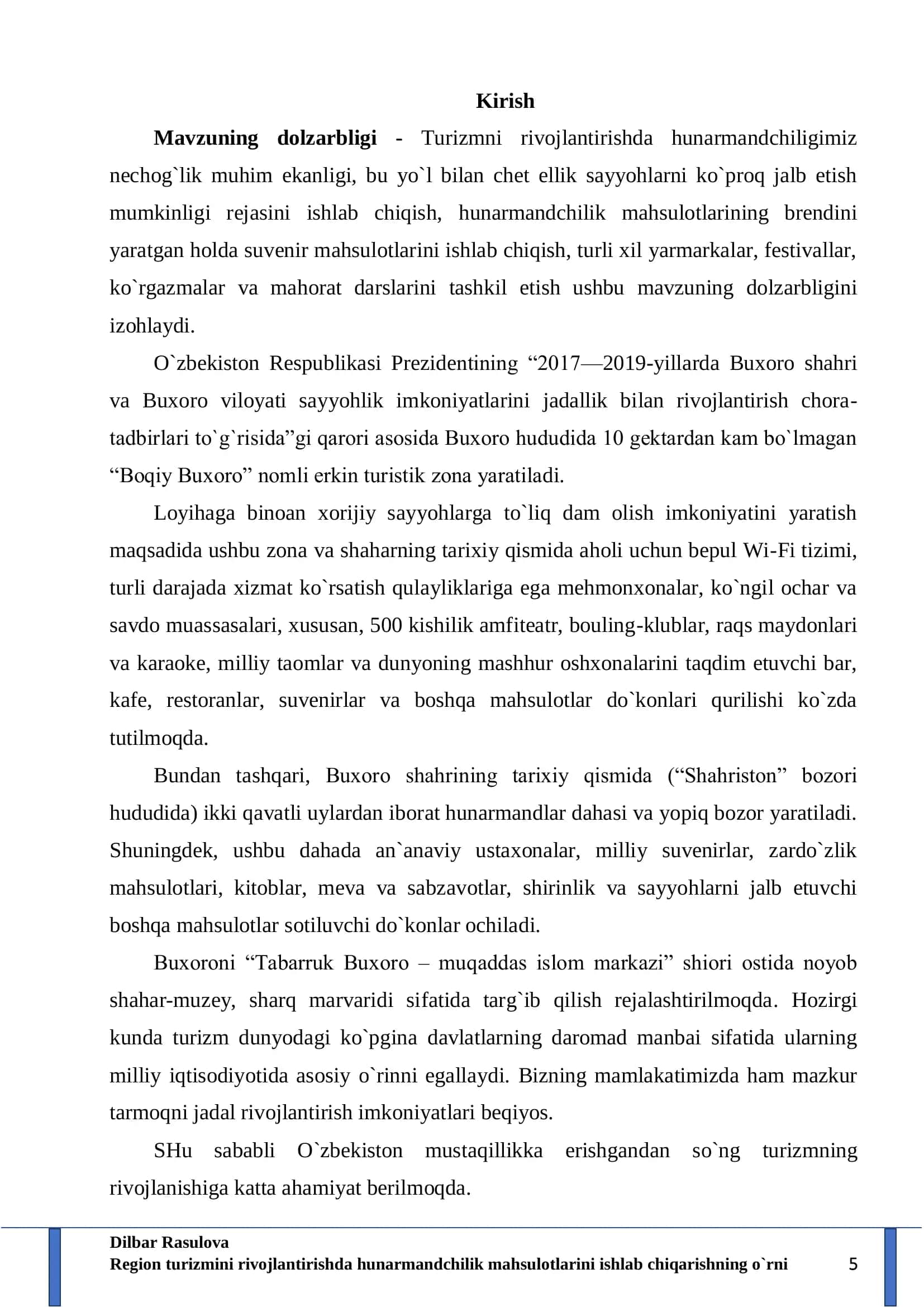 Region turizmini rivojlantirishda hunarmandchilik mahsulotlarini ishlab chiqarishning o`rni 3