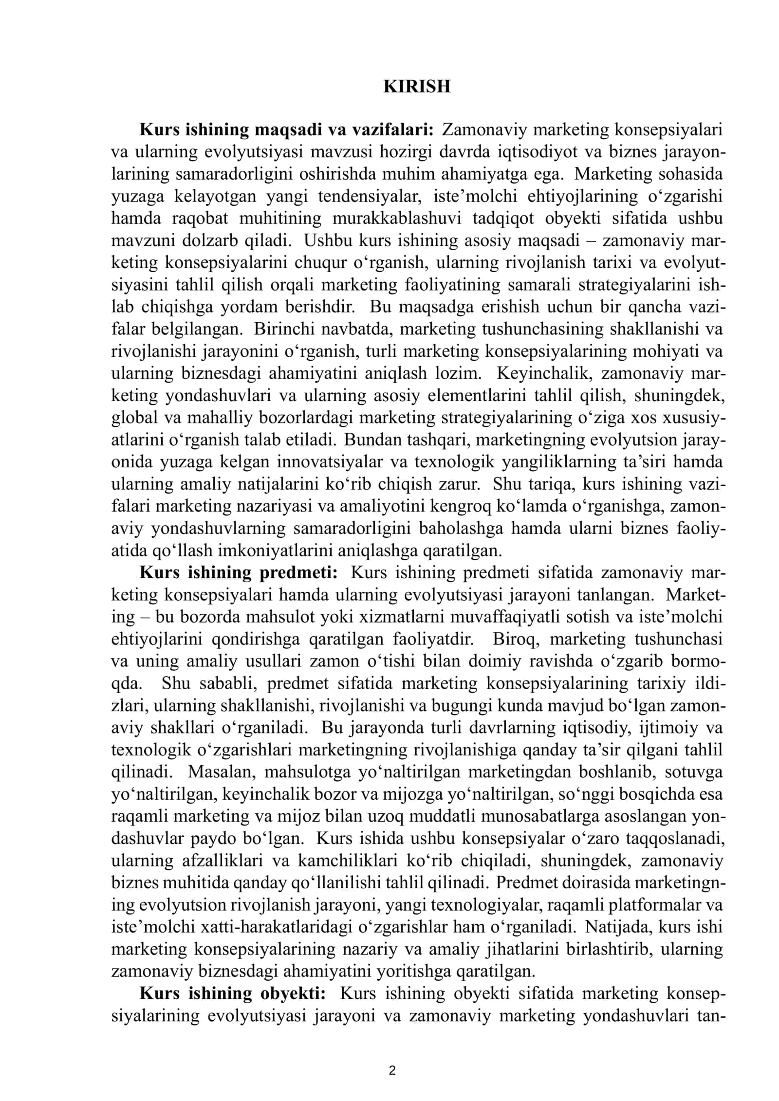MARKETING FANI FANIDAN TAYYORLAGAN KURS ISHI 3