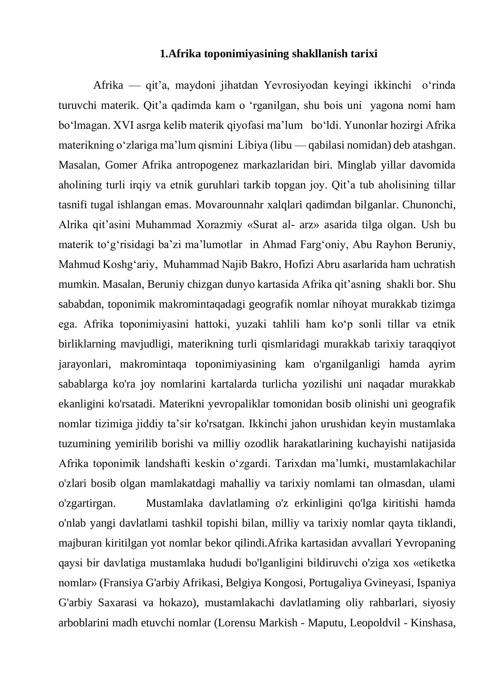 Afrika toponimlari 3