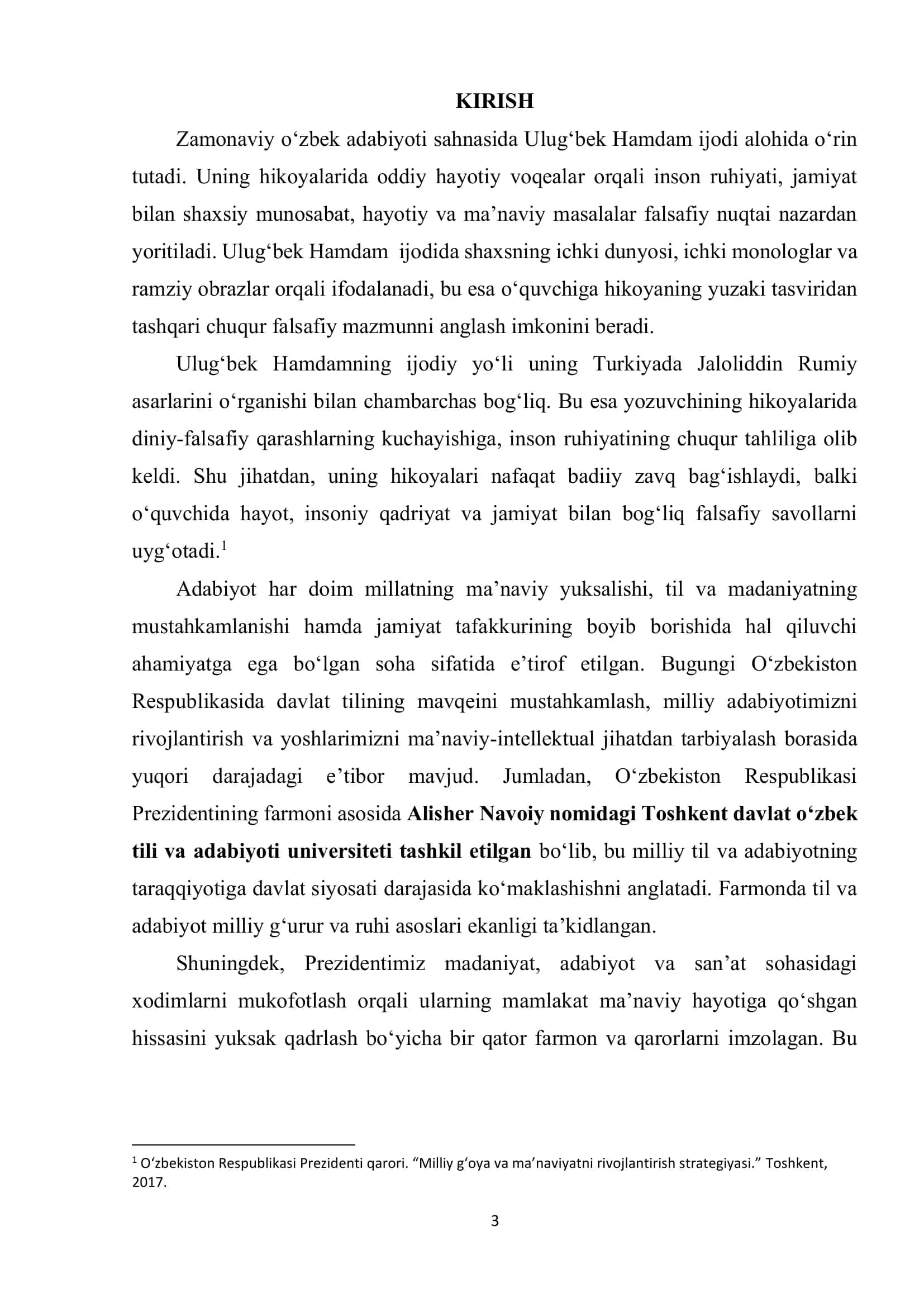 "ULUG‘BEK HAMDAM HAYOTI VA IJODI “SOʻZ” HIKOYASI TAHLILI" 3