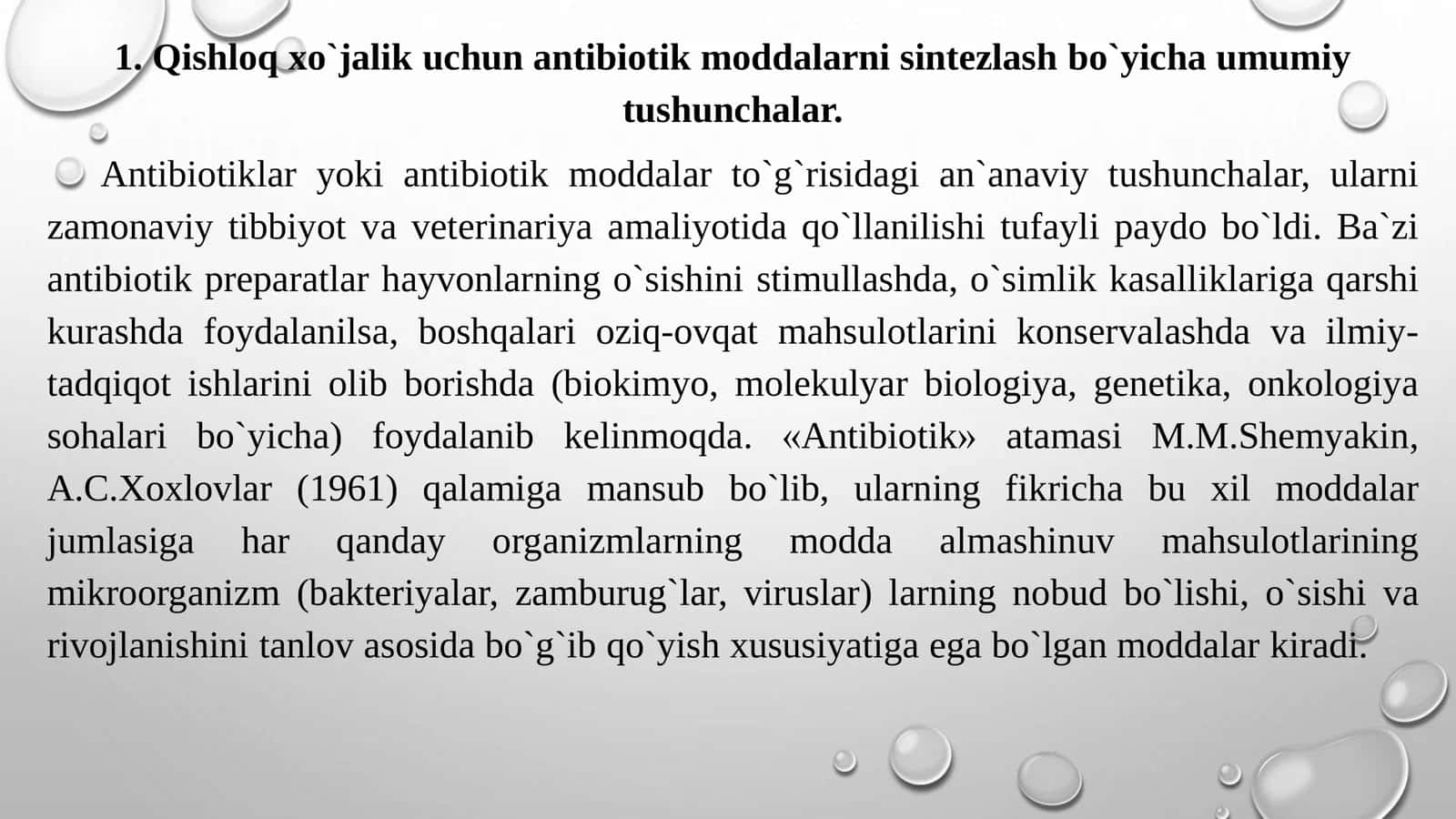 QISHLOQ XO`JALIGI UCHUN ANTIBIOTIC MODDALARNI BIOSINTEZLASH TEXNOLOGIYASI 3