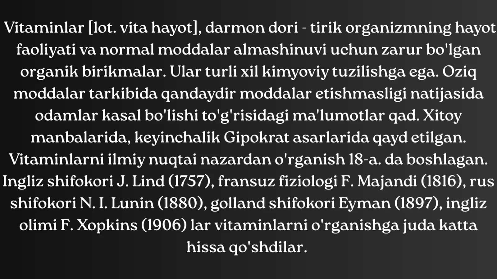 Vitaminlar bilan Ta'minlanganligini O'rganish va Baholash 3