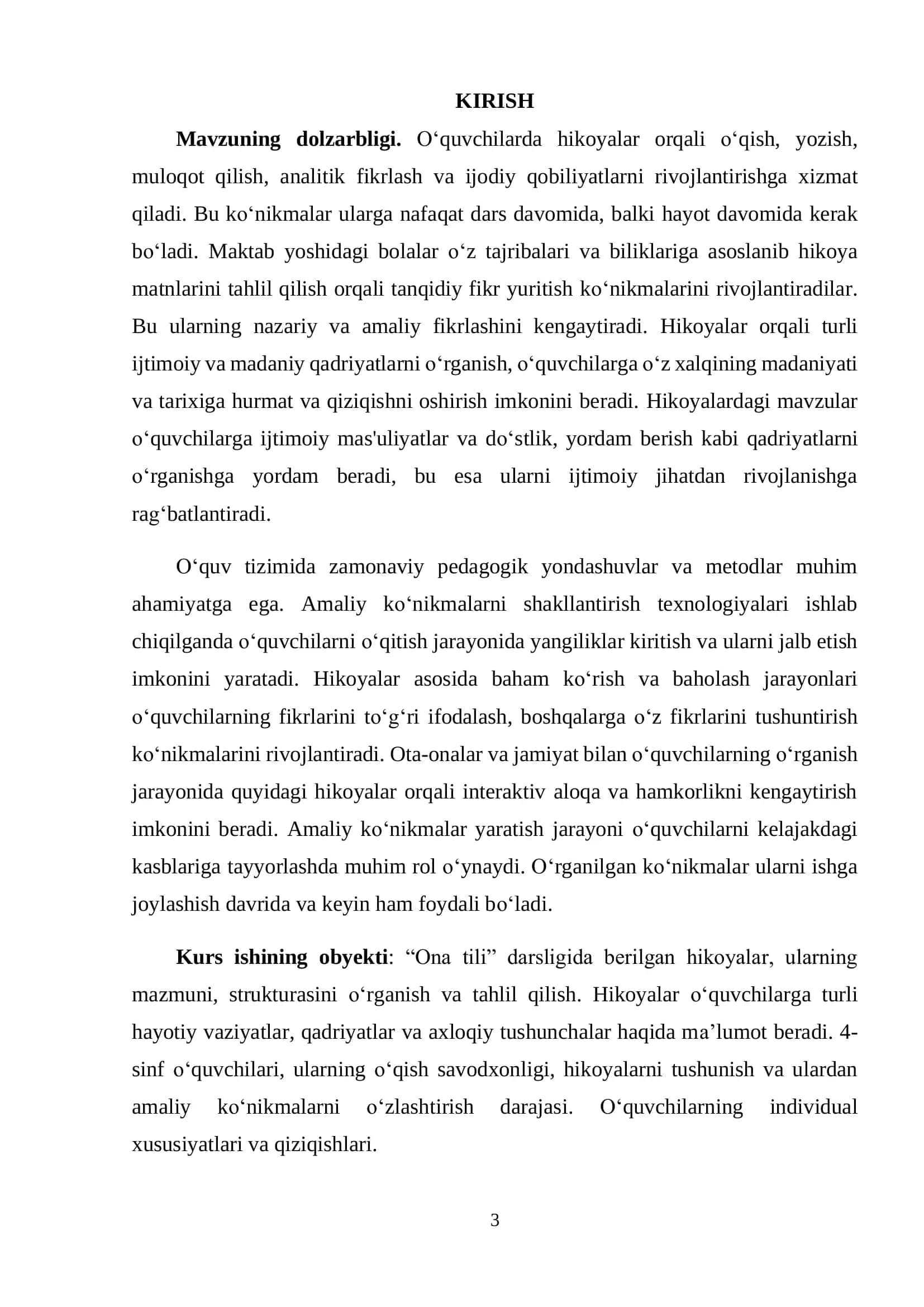 4-sinf “Ona tili” darsligida berilgan hikoyalar orqali amaliy ko‘nikmalar shakllantirish texnologiyasi 3