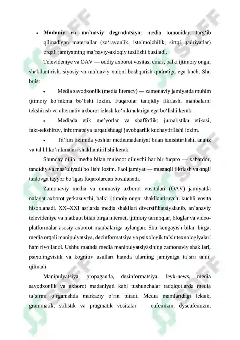 TELEVIDENIYEDAGI AXBOROT OQIMLARI: MANIPULYATIV TEXNOLOGIYALAR VA ULARNING PSIXOLOGIK MEXANIZMLARI 3