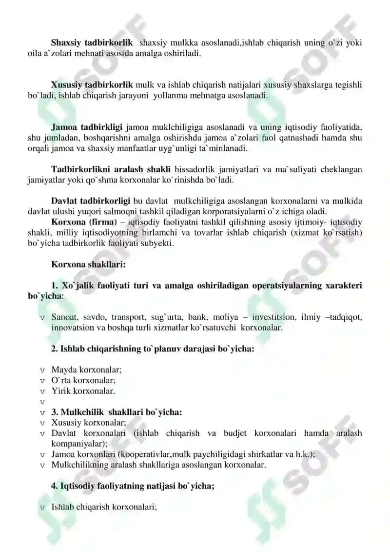 Tadbirkorlik faoliyati. Tadbirkorlik kapitali va uning harakati 3