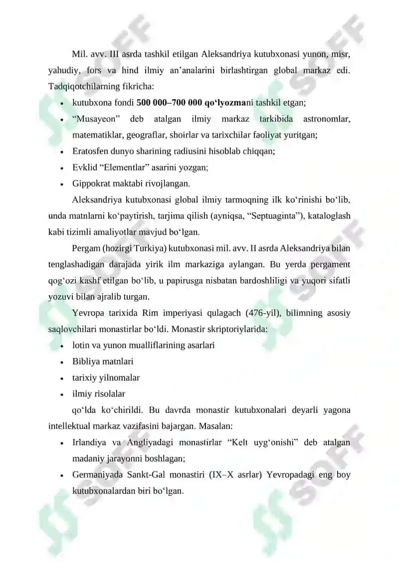 KUTUBXONA INSTITUTINING TARIXIY EVOLYUTSIYASI VA UNING INTELLEKTUAL KAPITAL SHAKLLANISHIDAGI ROLI 3