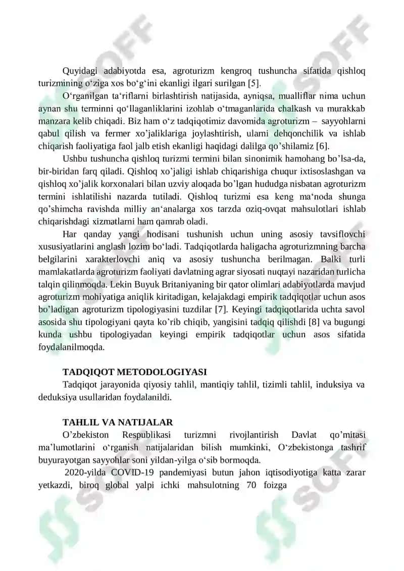 AGROTURZMNI O'RNI TAHLILI VA MUNOZARALARI 3