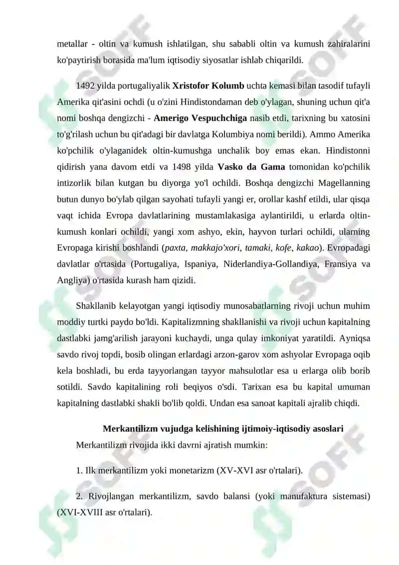 Merkantilizm g'oyasi vujudga kelishining ijtimoiy-iqtisodiy sharoitlari 3