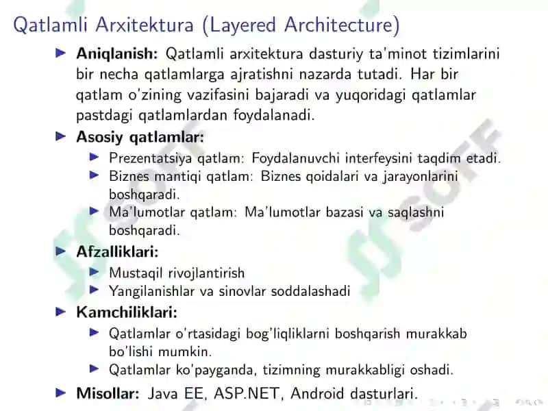 Dasturiy Ta’minot Arxitekturasini Loyihalashtirish Usullari 3