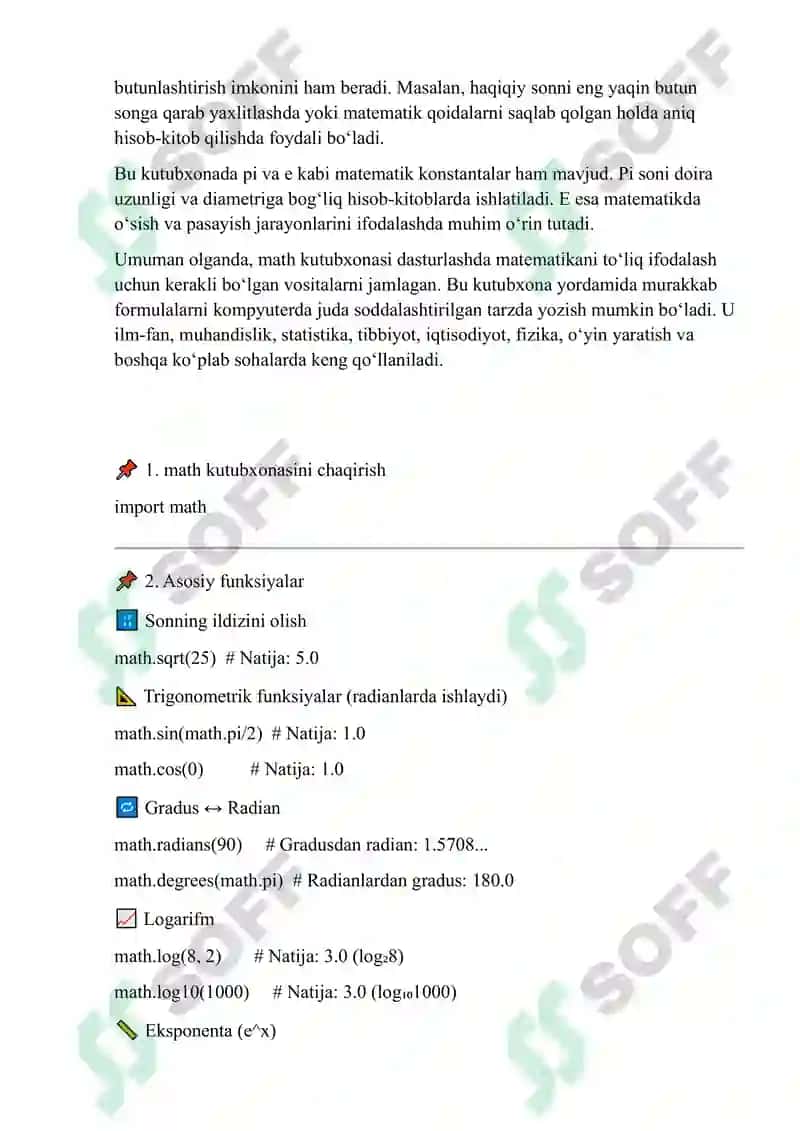 Python Dasturlash Matematik Funksiyalar 3