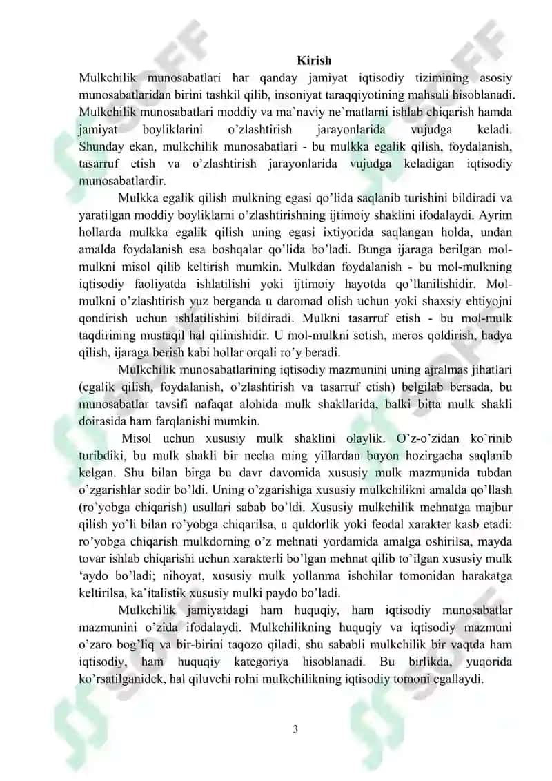 Mulkchilik munosabatlarining mohiyati va ularning huquqiy-iqtisodiy jixatlari 3