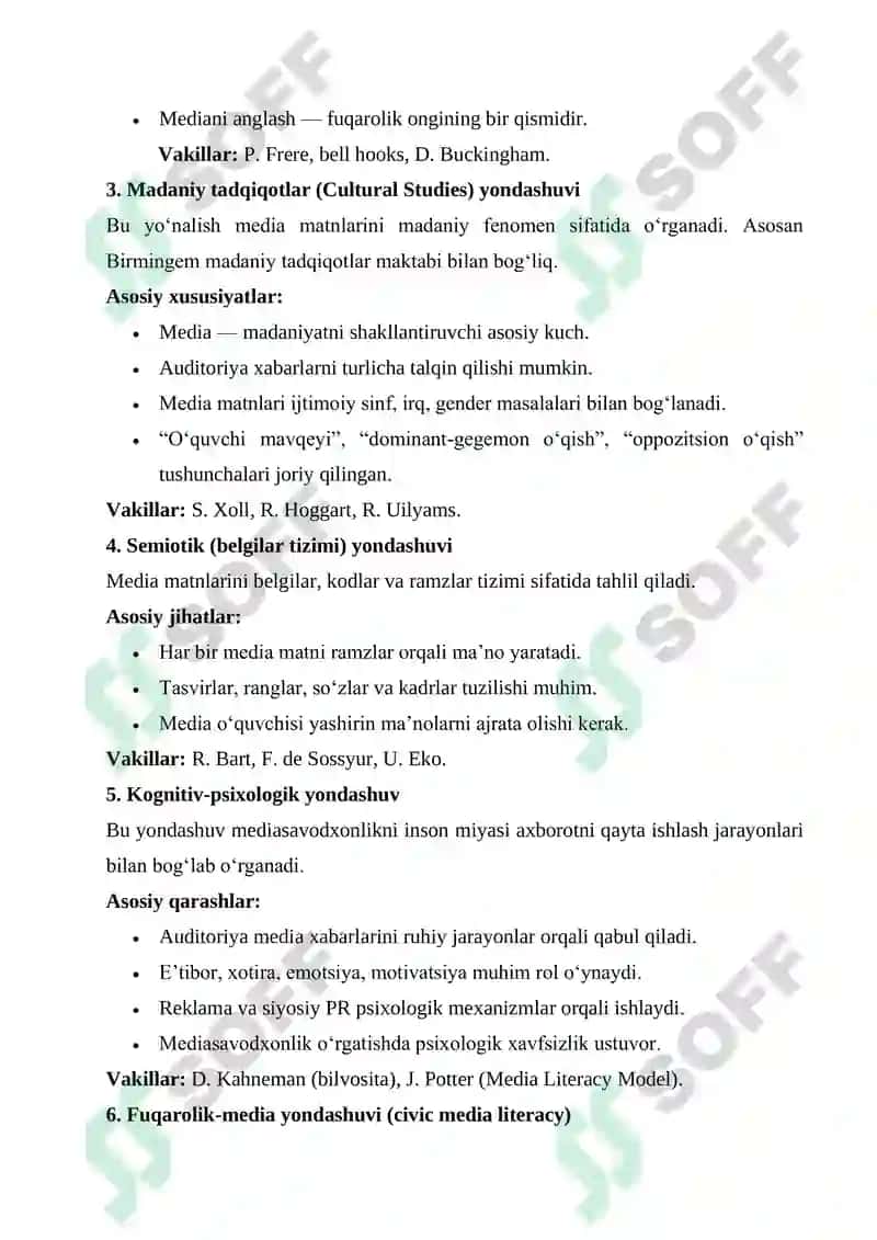 MEDIASAVODXONLIK KONSEPSIYASINING ZAMONAVIY KOMMUNIKATSIYA NAZARIYALARI BILAN UYG‘UNLASHUVI 3
