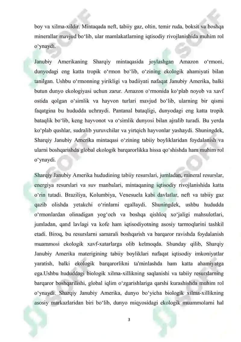 Janubiy Amerika materigining Sharq TGRga tavsif 3