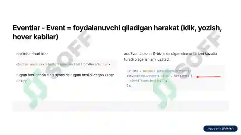 JavaScriptda DOM bilan ishlash va Eventlar 3