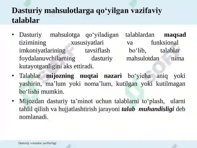 Dasturiy vositalar xavfsizligi 3