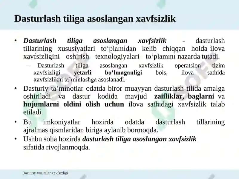 Dasturiy vositalar xavfsizligi 3