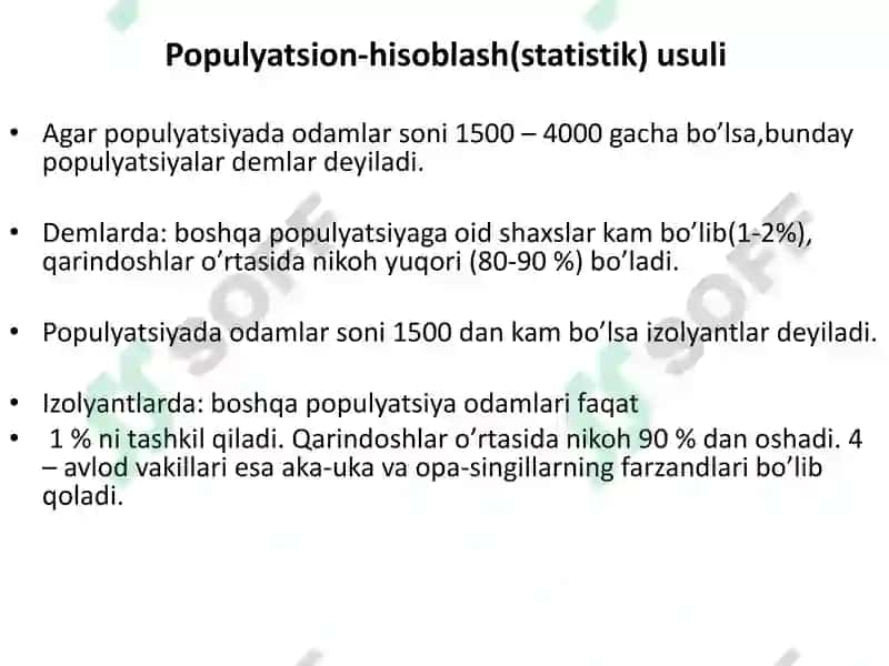 Antropogenetika. Odam genetikasini o’rganish usullari. 3
